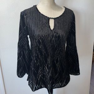 Black flared sleeve blouse. Petite medium